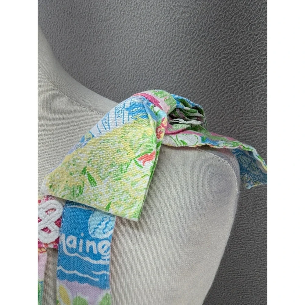 Lilly Pulitzer Shift Dress Sz 6 Multicolor Patchwork Sleeveless Bow Strap Resort - Picture 7 of 16